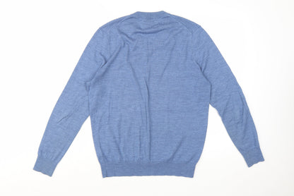 Stefano Conti Men's Blue Wool V-Neck Jumper Size L