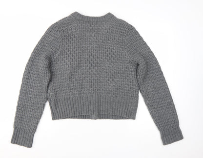 H&M Women's Grey Full Zip Knit Cardigan Size L Classic Style
