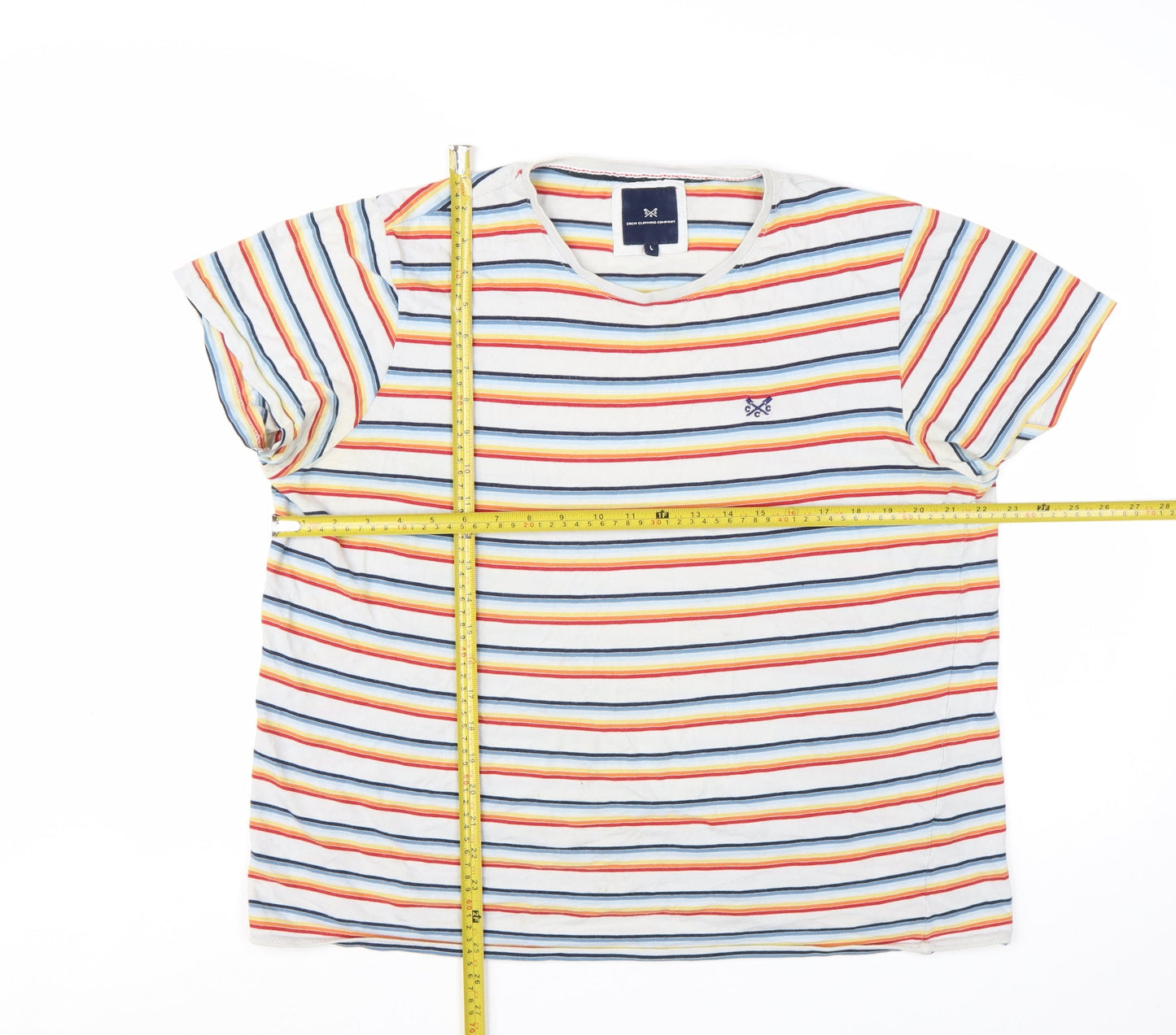 Crew Clothing Company Men's Multicoloured Striped Cotton T-Shirt L
