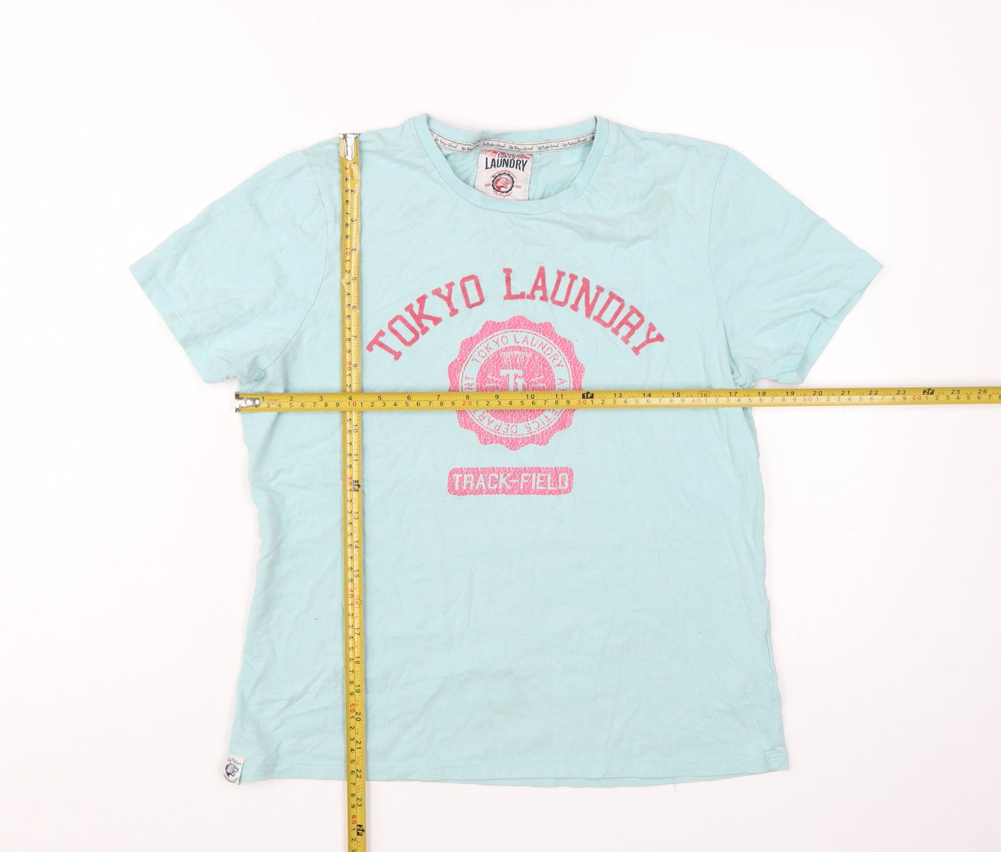 Tokyo Laundry Women's Blue Cotton Crew Neck T-Shirt Size 14