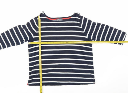 Laura Ashley Women’s Blue Striped 3/4 Sleeve Cotton T-Shirt UK 16