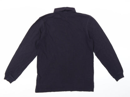 Lands' End Men's Black Long Sleeve Cotton Polo Shirt Size M Regular
