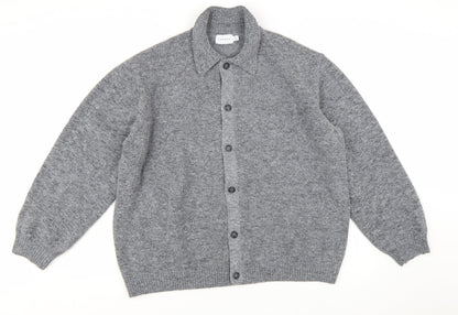 Topman Men’s Grey Collared Button Cardigan XL Regular Fit