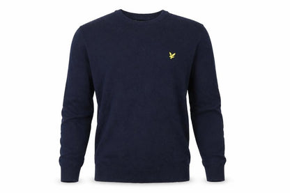 Lyle & Scott Men's Blue Crew Neck Cotton Wool Jumper L
