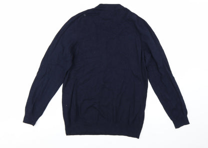 Lyle & Scott Men's Blue Crew Neck Cotton Wool Jumper L