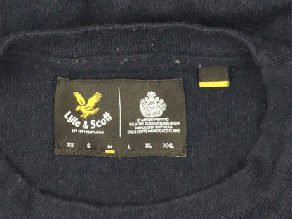 Lyle & Scott Men's Blue Crew Neck Cotton Wool Jumper L