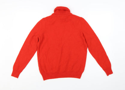 Marks and Spencer Women Red Roll Neck 100% Cashmere Jumper Size 14