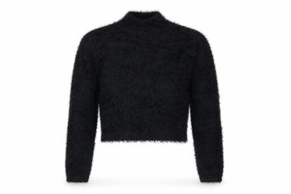 Missguided Womens Black Size 8 Fluffy High Neck Cropped Jumper