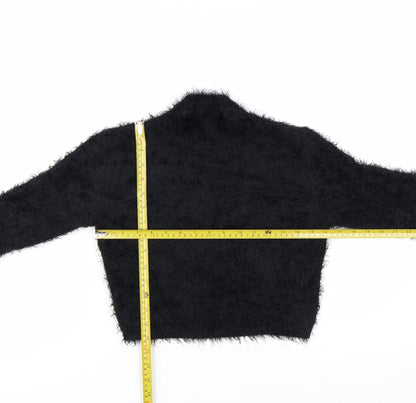 Missguided Womens Black Size 8 Fluffy High Neck Cropped Jumper
