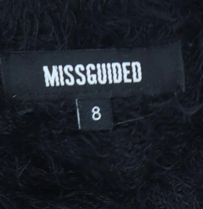 Missguided Womens Black Size 8 Fluffy High Neck Cropped Jumper