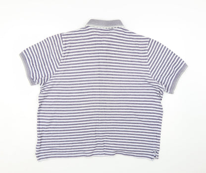 Lincoln Men’s Grey Striped Cotton Polo Shirt XL