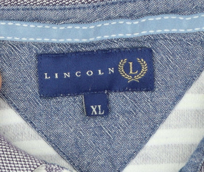 Lincoln Men’s Grey Striped Cotton Polo Shirt XL