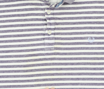 Lincoln Men’s Grey Striped Cotton Polo Shirt XL