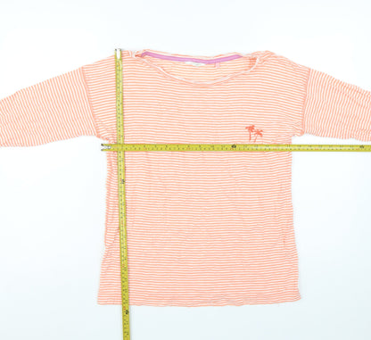 White Stuff Women’s Orange Striped 3/4 Sleeve Cotton Top UK 10
