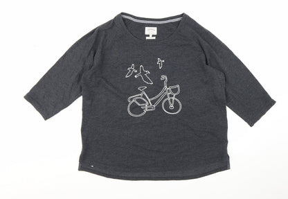 FatFace Womens Grey Embroidered 3/4 Sleeve Jersey T-Shirt Size 18