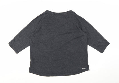 FatFace Womens Grey Embroidered 3/4 Sleeve Jersey T-Shirt Size 18