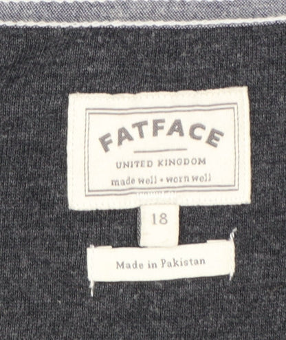 FatFace Womens Grey Embroidered 3/4 Sleeve Jersey T-Shirt Size 18