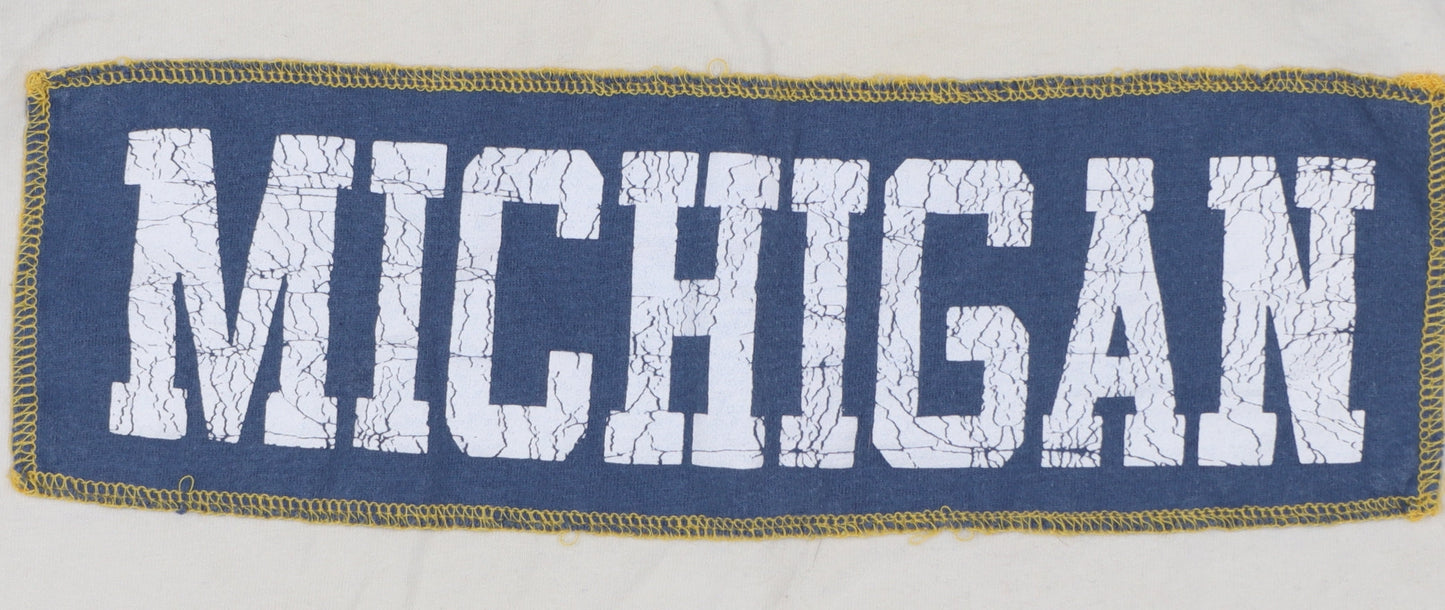 Hawkridge Men’s Beige Blue Yellow Michigan Vintage T-Shirt L