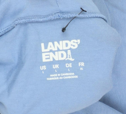 Lands' End Women's Blue Roll Neck Long Sleeve Cotton Top Size L