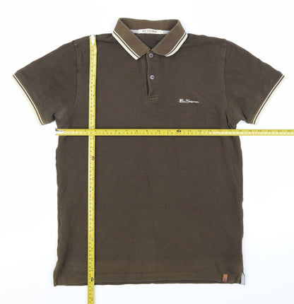 Ben Sherman Men's Brown Cotton Short Sleeve Polo Shirt M