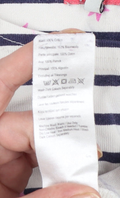 Joules Women's White Striped Long Sleeve Cotton T-Shirt Size 16