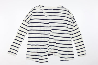 Velvet by Graham & Spencer Women's White Striped Long Sleeve Cotton T-Shirt - L