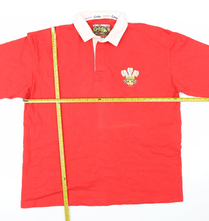Cotton Traders Mens Red Long Sleeve Rugby Polo Shirt XL