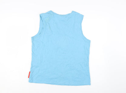 Disney Women's Blue V-Neck Sleeveless Tank Top L 100% Cotton