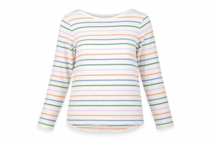 Fat Face Womens Multicoloured Striped Cotton Long Sleeve T-Shirt Size 10