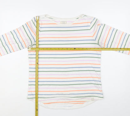 Fat Face Womens Multicoloured Striped Cotton Long Sleeve T-Shirt Size 10