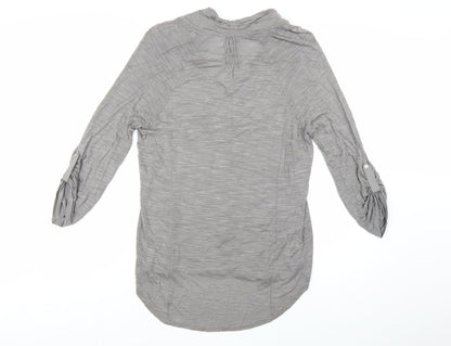 Cupio Womens Grey Embroidered Tunic Blouse Size L 3/4 Sleeve