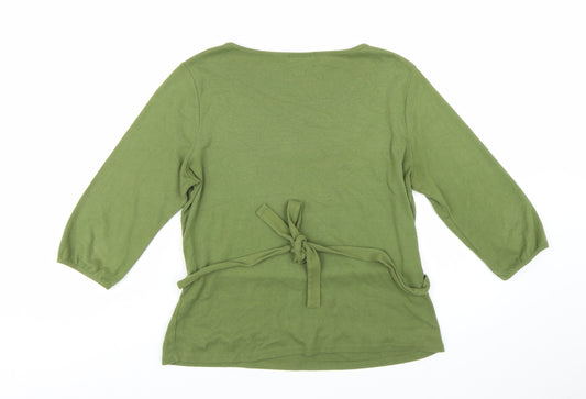 Principles Petite Green Embellished Belted Blouse Women’s Size 14