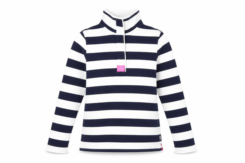 Joules Women’s Blue White Striped Roll Neck Long Sleeve Top UK 12
