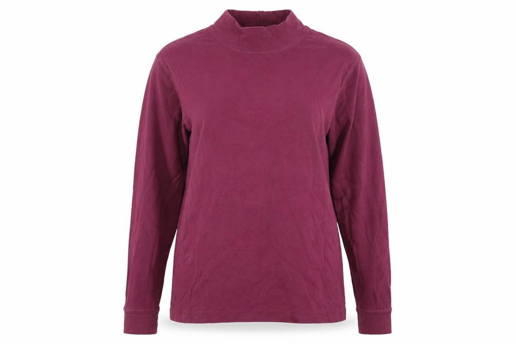 Lands' End Women's Red Roll Neck Long Sleeve Tall Cotton Top Size M