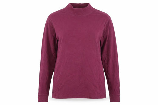 Lands' End Women's Red Roll Neck Long Sleeve Tall Cotton Top Size M