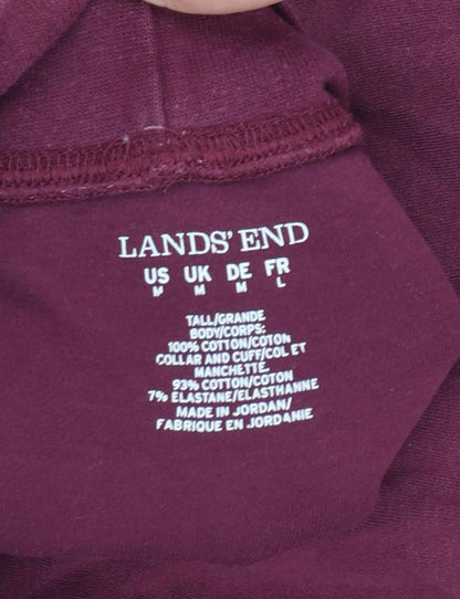 Lands' End Women's Red Roll Neck Long Sleeve Tall Cotton Top Size M