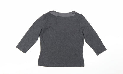 CC Petite Grey Embellished Scoop Neck 3/4 Sleeve Tunic Blouse Size S