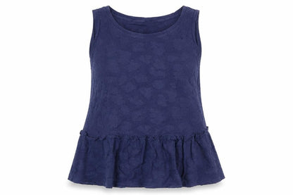 Michael Kors Women Blue Sleeveless Ruffle Hem Tank Top L