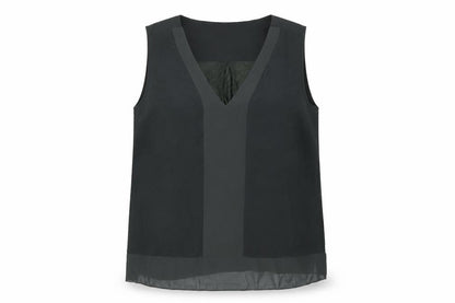 French Connection Women's Black V-Neck Sleeveless Blouse XL
