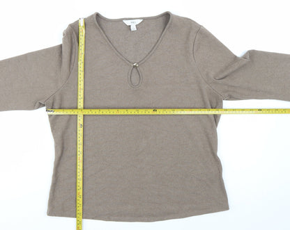 Marks and Spencer Womens Beige V-Neck Pullover Jumper Size 18