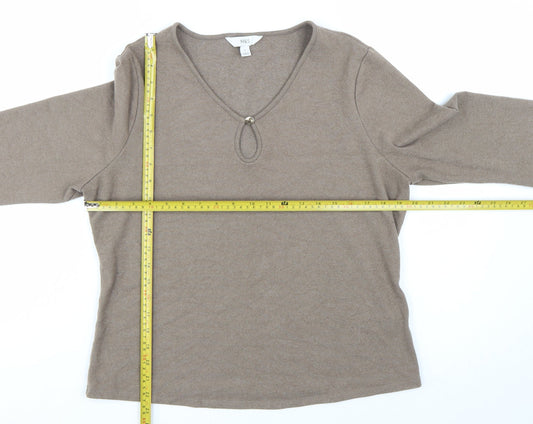 Marks and Spencer Womens Beige V-Neck Pullover Jumper Size 18