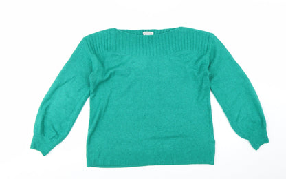 Monsoon Women's Green Boat Neck Wool Blend Pullover Jumper Size M
