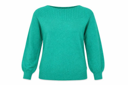 Monsoon Women's Green Boat Neck Wool Blend Pullover Jumper Size M