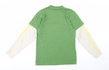 Billabong Men's Green Long Sleeve Retro Graphic Cotton T-Shirt S