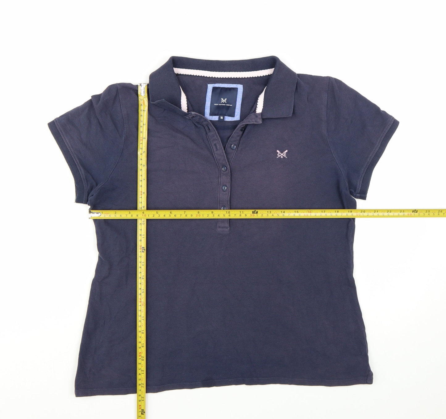 Crew Clothing Company Womens Blue Polo Shirt Size 16 Short Sleeve Cotton