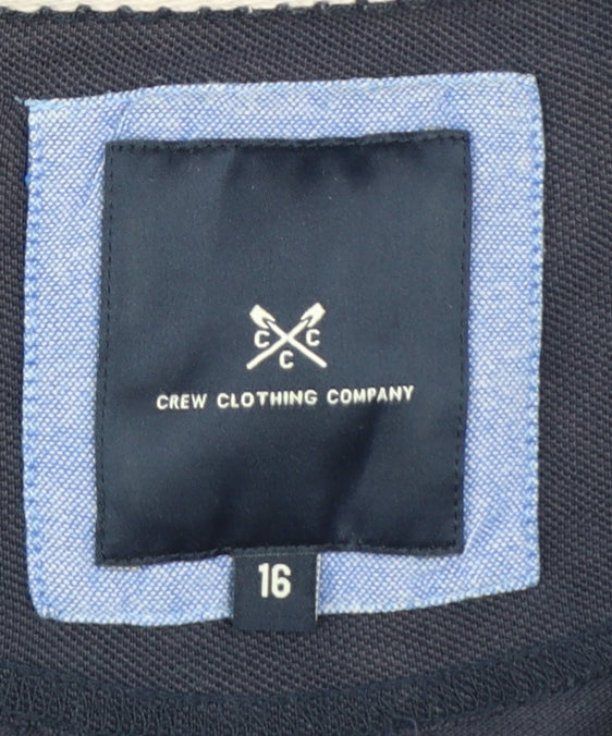 Crew Clothing Company Womens Blue Polo Shirt Size 16 Short Sleeve Cotton
