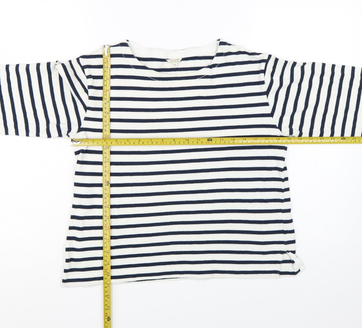 Jigsaw Women’s Multicoloured Striped Cotton Long Sleeve Boat Neck Top M