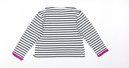 Jigsaw Women’s Multicoloured Striped Cotton Long Sleeve Boat Neck Top M