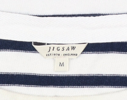 Jigsaw Women’s Multicoloured Striped Cotton Long Sleeve Boat Neck Top M