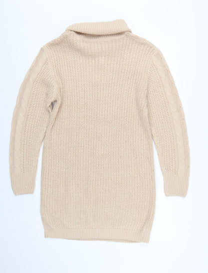 Brave Soul Women’s Beige Roll Neck Cable Knit Jumper Size L